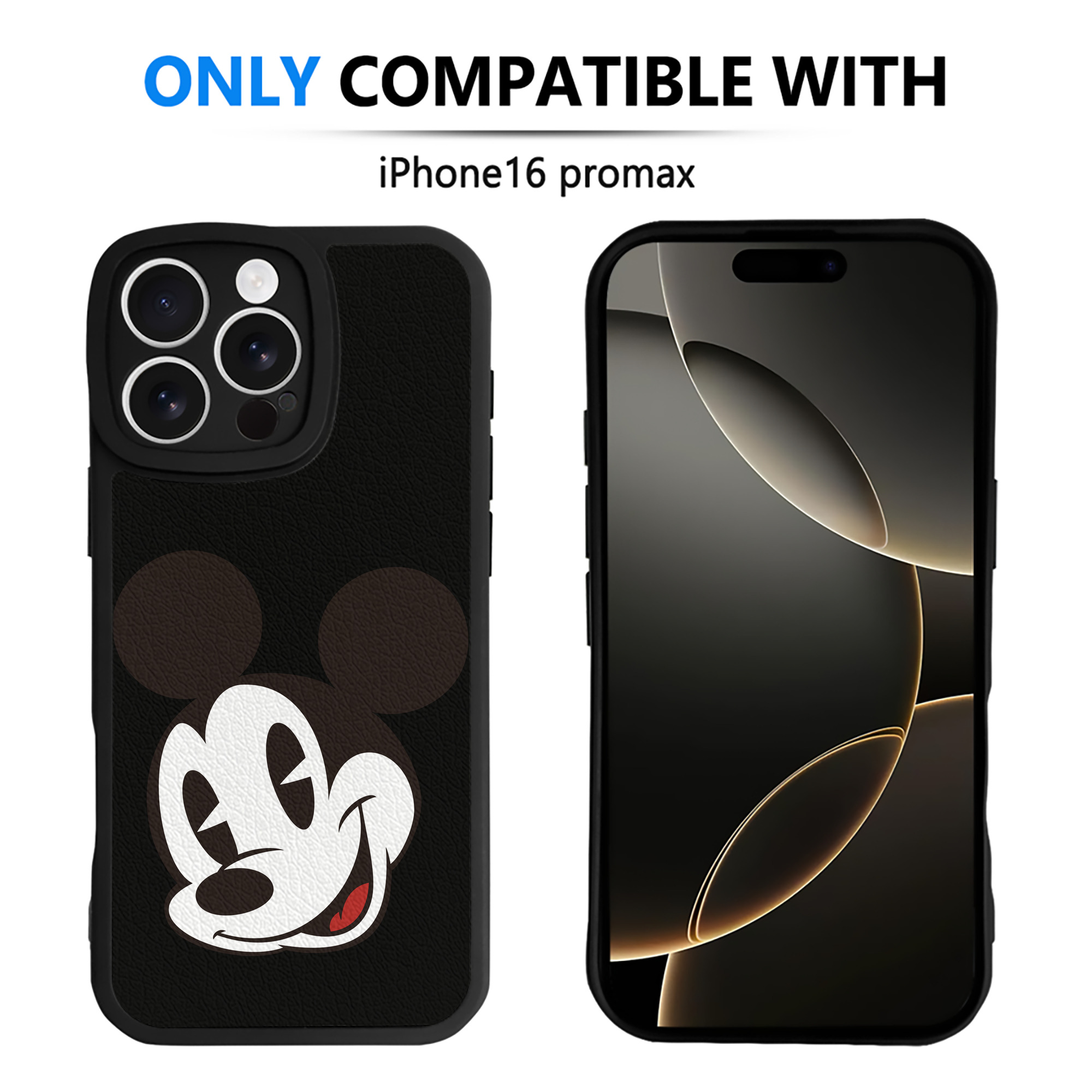 （画像用） ミッキーマウス Mickey Mouse 【iPhone 16シリーズ対応】シリコンスマホケース（レザー調） 材質：シリコン